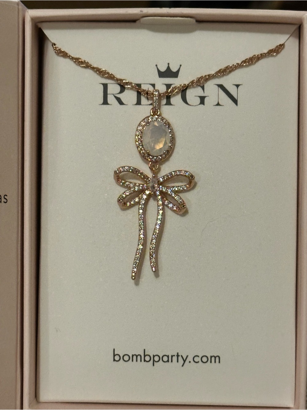 Reign Princess Collection, Sealed with a Bow, Rose Gold, Opal Necklace RBP 7686